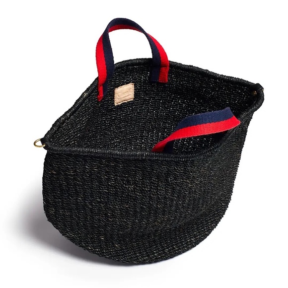 Clare V Black Woven Bag with Red and Blue Handles - Picture 2 of 15